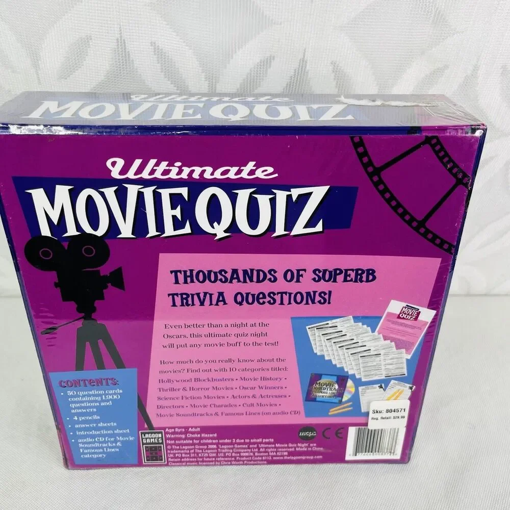 5 for $25| Lagoon Games Ultimate Movie Quiz With Movie‎ Soundtrack CD Game 2006